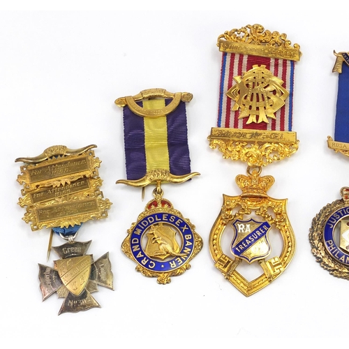133 - Seven silver jewels some with enamel including six ROAB examples, awarded to Bro H Champion