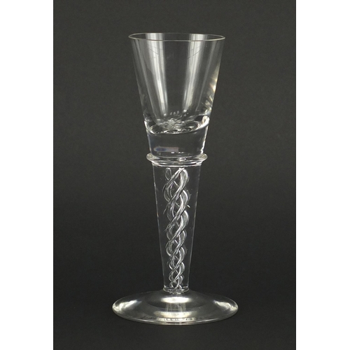 431 - Large toasting glass with twisted stem, 21cm high