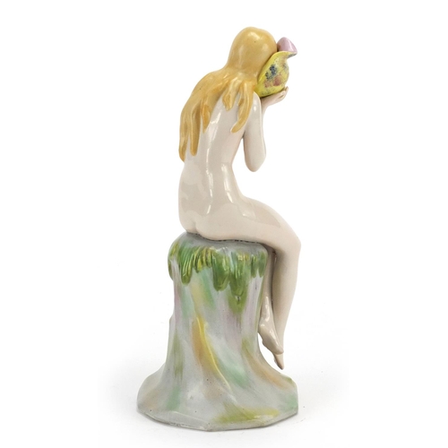 475 - German Art Deco figurine of a nude female by Katzhutte, factory marks to the base, 22cm high