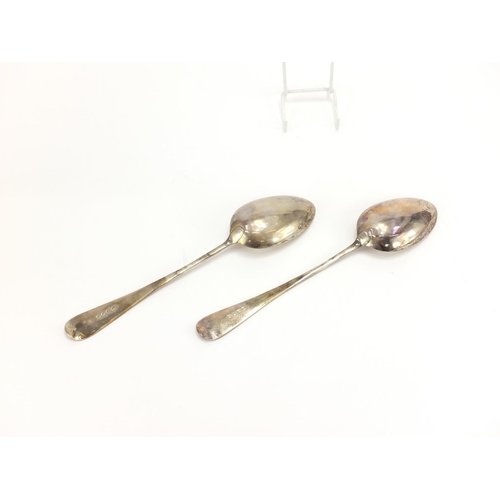 562 - Pair of Victorian silver serving spoons engraved with flowers and gilt bowls, by George Whiting Lond... 