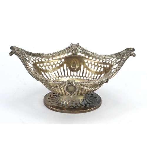 556 - Victorian silver pedestal bon bon dish, moulded with swags, by Goldsmiths & Silversmiths Company, Lo... 