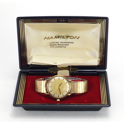 680 - Vintage gentleman's Hamilton Thin O Matic wristwatch, with box, 3.5cm in diameter