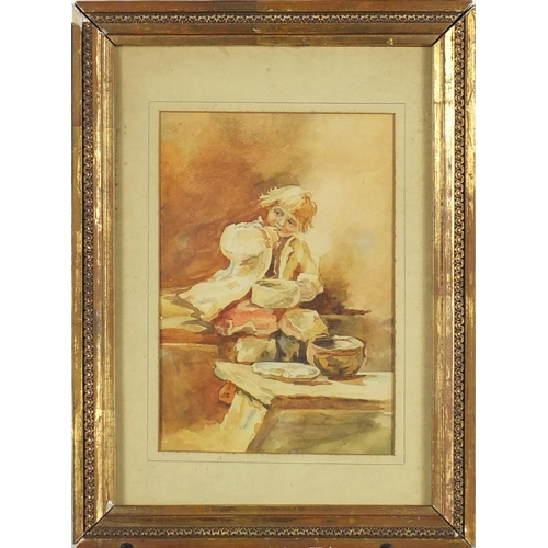 738 - After Elizabeth Boehm - Figures in an interiors, pair of 19th century Russian school watercolours, o... 