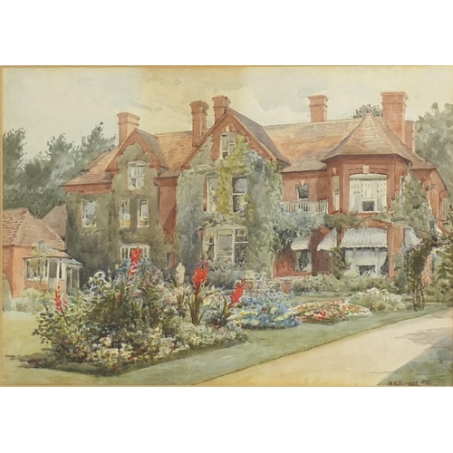 757 - William Ralph Burrows 1899 - The Red House, watercolour, inscribed verso, mounted and framed, 34cm x... 