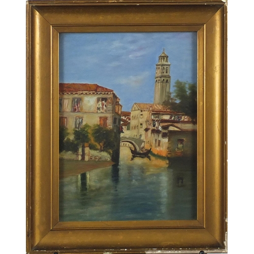 893 - Ria Della Pieta, Venice, 19th century oil, framed, 29.5cm x 22cm