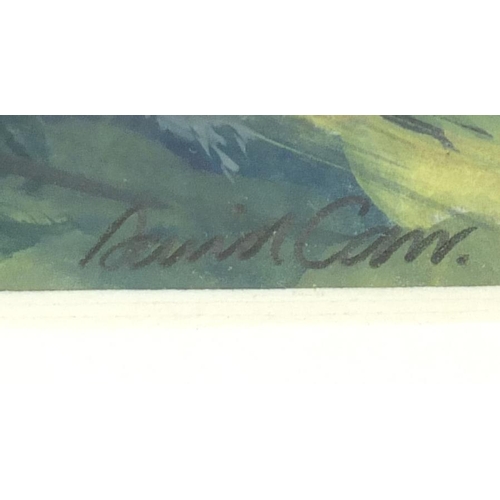 858 - Impressionist landscape, watercolour, bearing an indistinct signature possibly David Carr and inscri... 