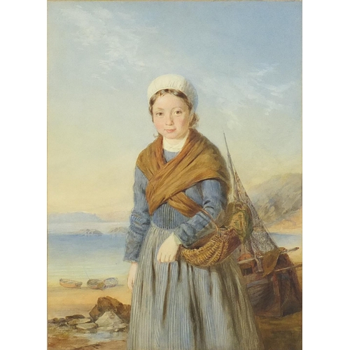 730 - Albert William Ayling - Waiting for the boats, 19th century watercolour, inscribed labels verso, mou... 