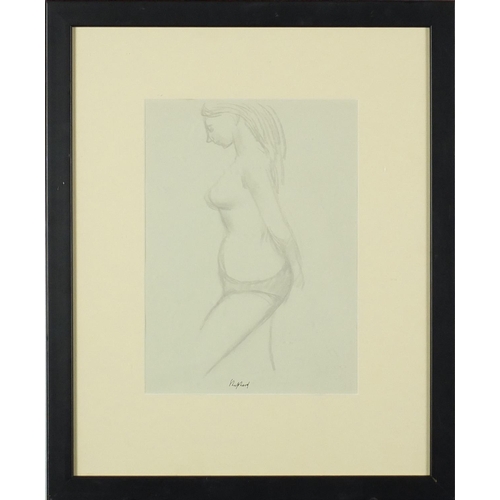 879 - Sidney Horne Shepherd - Standing semi nude female, pencil drawing, signed in ink, inscribed verso, m... 