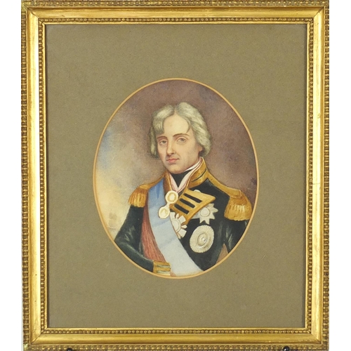 728 - Attributed to John Hoppner - Portrait of Lord Nelson, commemorating The Battle of Trafalgar 1805, ov... 