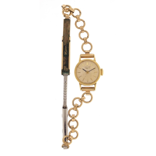 692 - Ladies 18ct gold Longines wristwatch, the movement numbered 11245129, 1.7cm in diameter