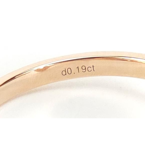 608 - 14ct rose gold sapphire and diamond crossover ring, size L, approximate weight 2.4g