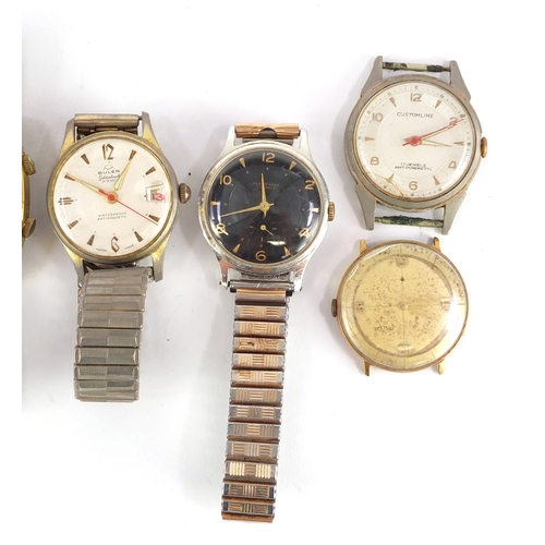 684 - Seven vintage gentleman's wristwatches including Swiss Emperor Alarm, Ingersoll and Buler