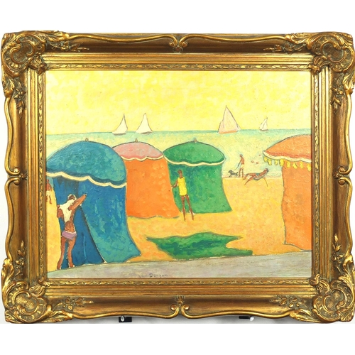 761 - Continental beach scene, oil on canvas, bearing an indistinct signature possibly Van Dongen, framed,... 