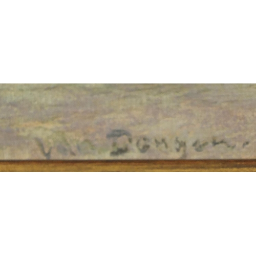 761 - Continental beach scene, oil on canvas, bearing an indistinct signature possibly Van Dongen, framed,... 