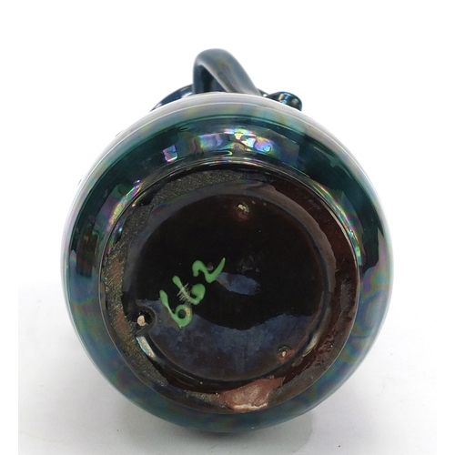 474 - C H Branham pottery vase with three handles, retailed by Liberty & Co, 30cm high