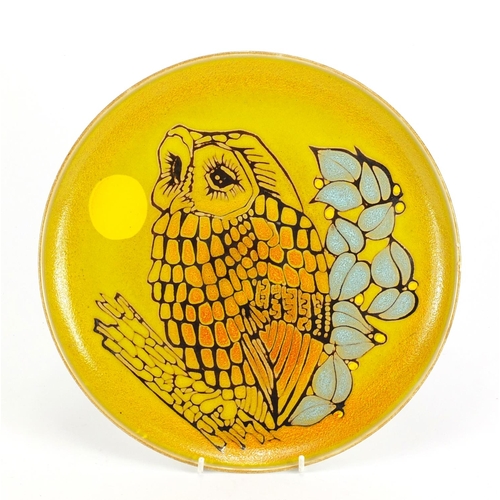 2251 - Poole pottery Aegean owl plate by J Brewer, 32cm in diameter
