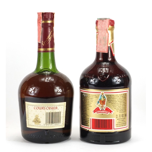 2340 - Two bottles of alcohol with boxes comprising Courvoisier cognac and Drambuie