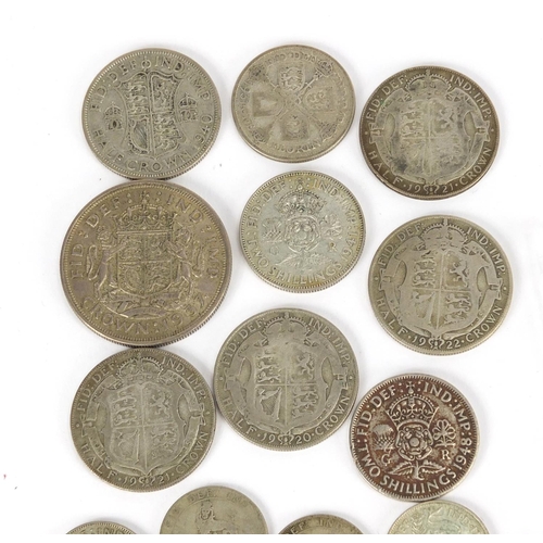 2558 - British predominantly pre 1947 coinage including half crowns, 1937 crown and three penny bits, appro... 