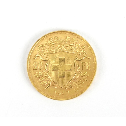 2590 - Swiss 1947 gold twenty francs