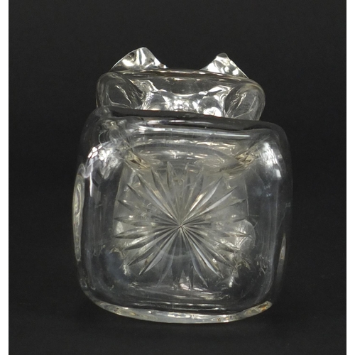 2342 - Victorian hour glass decanter with silver collar, indistinct makers mark Sheffield 1899, 23cm high