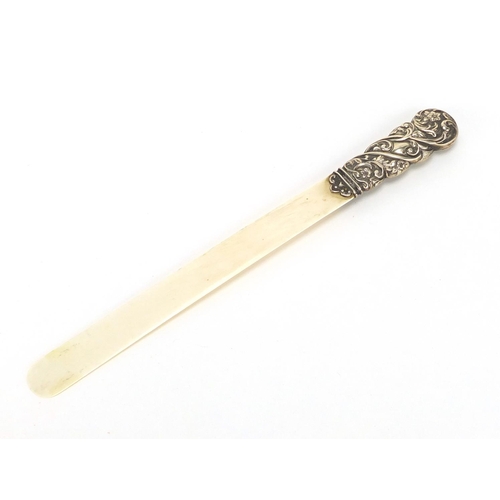 2541 - Victorian silver handled ivory page turner, Birmingham 1903, 30.5cm in length