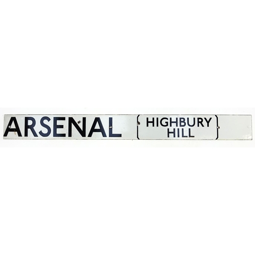 76 - Railwayana interest Arsenal Highbury Hill enamel sign, 96cm x 10cm