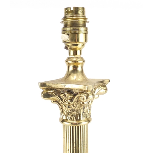 249 - Brass and onyx Corinthian column table lamp, 44cm high
