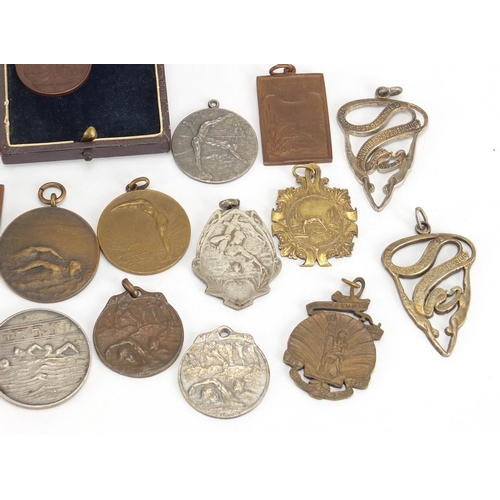 730 - Collection of early 20th century swimming medals