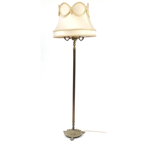 2056 - Bouillotte three branch floor lamp with tassel shade
