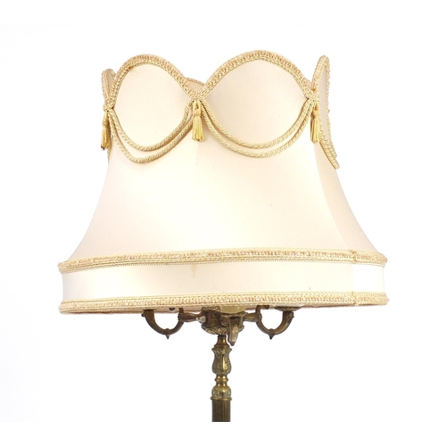 2056 - Bouillotte three branch floor lamp with tassel shade