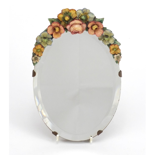 287 - Barbola style mirror with bevelled glass, 24cm high
