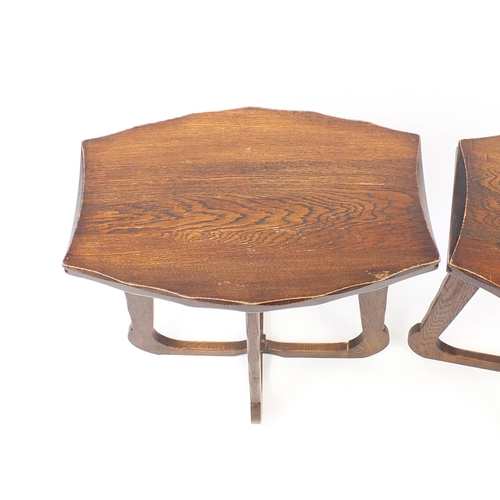 151 - Pair of oak side tables, 64cm H x 61cm W x 41cm D