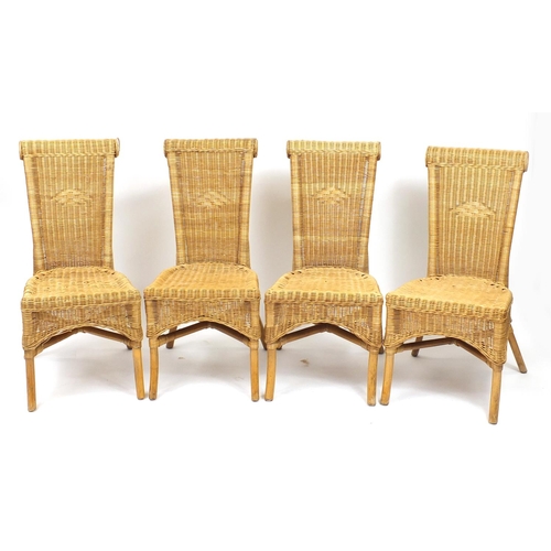 18 - Rattan and wrought iron conservatory table with four chairs