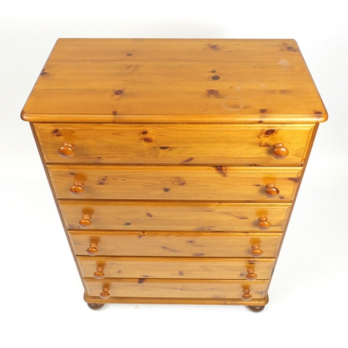 29 - Pine six drawer chest, 122cm H x 86cm W x 45cm D