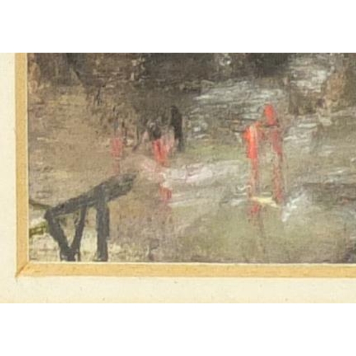 2156 - Winter's evening, impressionist pastel, bearing a monogram VT and inscriptions verso, mounted and fr... 