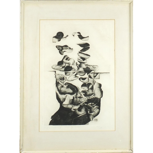 2317A - Vase of leaves, limited edition etching, bearing a signature H Beauchamp, numbered 25/30, Gorner & M... 