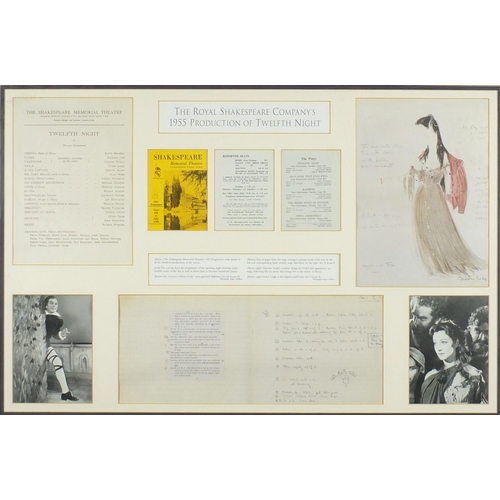 893 - The Royal Shakespeare Companies 1955 production of Twelve Night framed display, framed, 74cm x 48cm