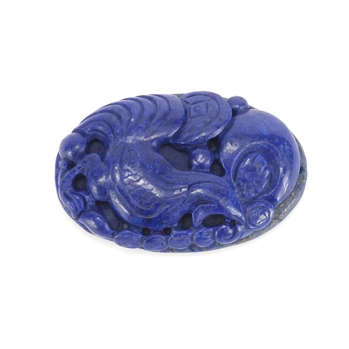 666 - Chinese lapis lazuli pendant carved with a rooster, 7cm in length