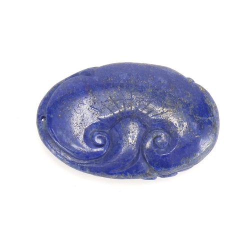 666 - Chinese lapis lazuli pendant carved with a rooster, 7cm in length