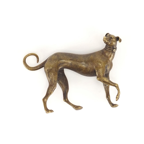 702 - Patinated bronze study of a lurcher, 7cm in length
