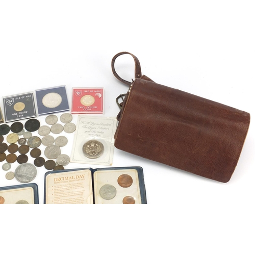 619 - Mostly British coins including five pound coins, silver three penny bits and commemorative crowns