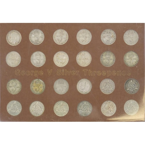 608 - George V silver three pence coin collection