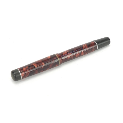 631 - Stephens red marbleised fountain pen with 14ct gold nib