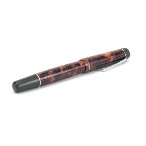 631 - Stephens red marbleised fountain pen with 14ct gold nib