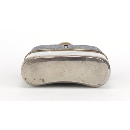 635 - Oversized silver plated and leather hip flask, 19cm high