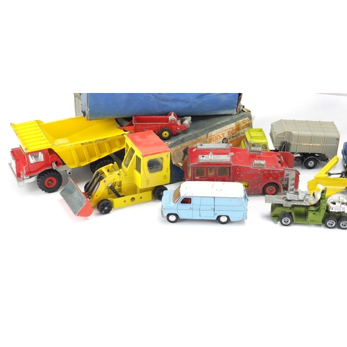 2437 - Mostly die cast Dinky toys including Coles Hydra truck 980 with box, Elevateur A Godets 560 with box... 