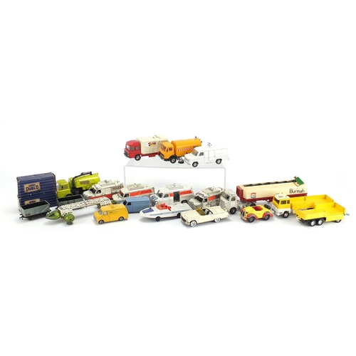 2438 - Predominantly Dinky and Corgi die cast vehicles and two Hornby Dublo wagons including a police vehic... 