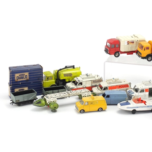 2438 - Predominantly Dinky and Corgi die cast vehicles and two Hornby Dublo wagons including a police vehic... 