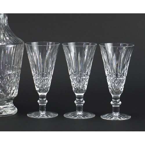 2211 - Waterford crystal decanter and a set of six glasses, the decanter 32cm high, each glass 16cm high