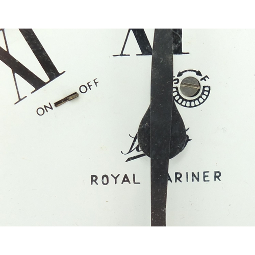 2254 - Schatz Royal Mariner brass ships bulk head clock, with eight day movement, 17cm in diameter